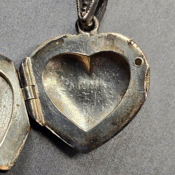VTG Charles Winston Sterling Silver Amethyst Heart Locket Pendant 1" Signed CW - Picture 5 of 12